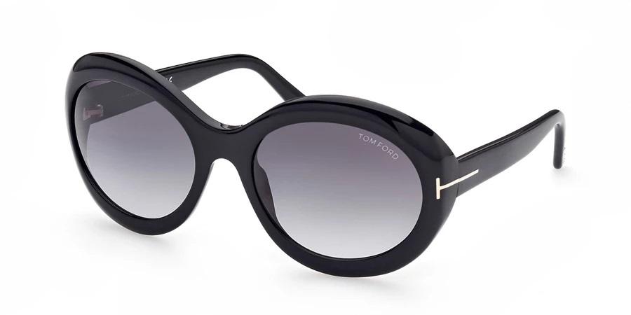 Tom Ford Liya Smoke Gradient Round Ladies Sunglasses FT0918 01B 60商品第1张图片规格展示