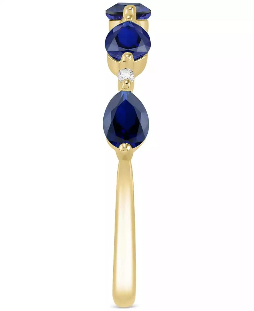 Lab-Grown Blue Sapphire (1 ct. t.w.) & Lab-Grown White Sapphire (1/20 ct. t.w.) Pear Ring in 14k Gold-Plated Sterling Silver (Also in Lab-Grown Pink Sapphire, Citrine, & Lab-Grown Emerald) 商品