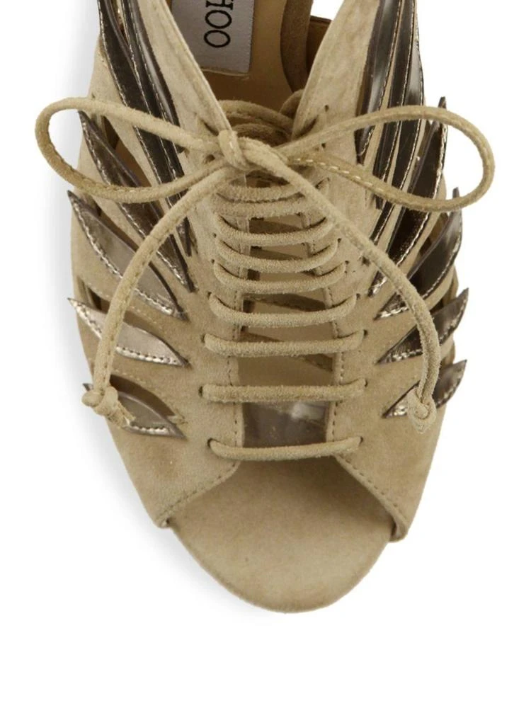 商品Jimmy Choo|Keena 100 Cutout Suede Lace-Up Sandals,价格¥2985,第3张图片详细描述