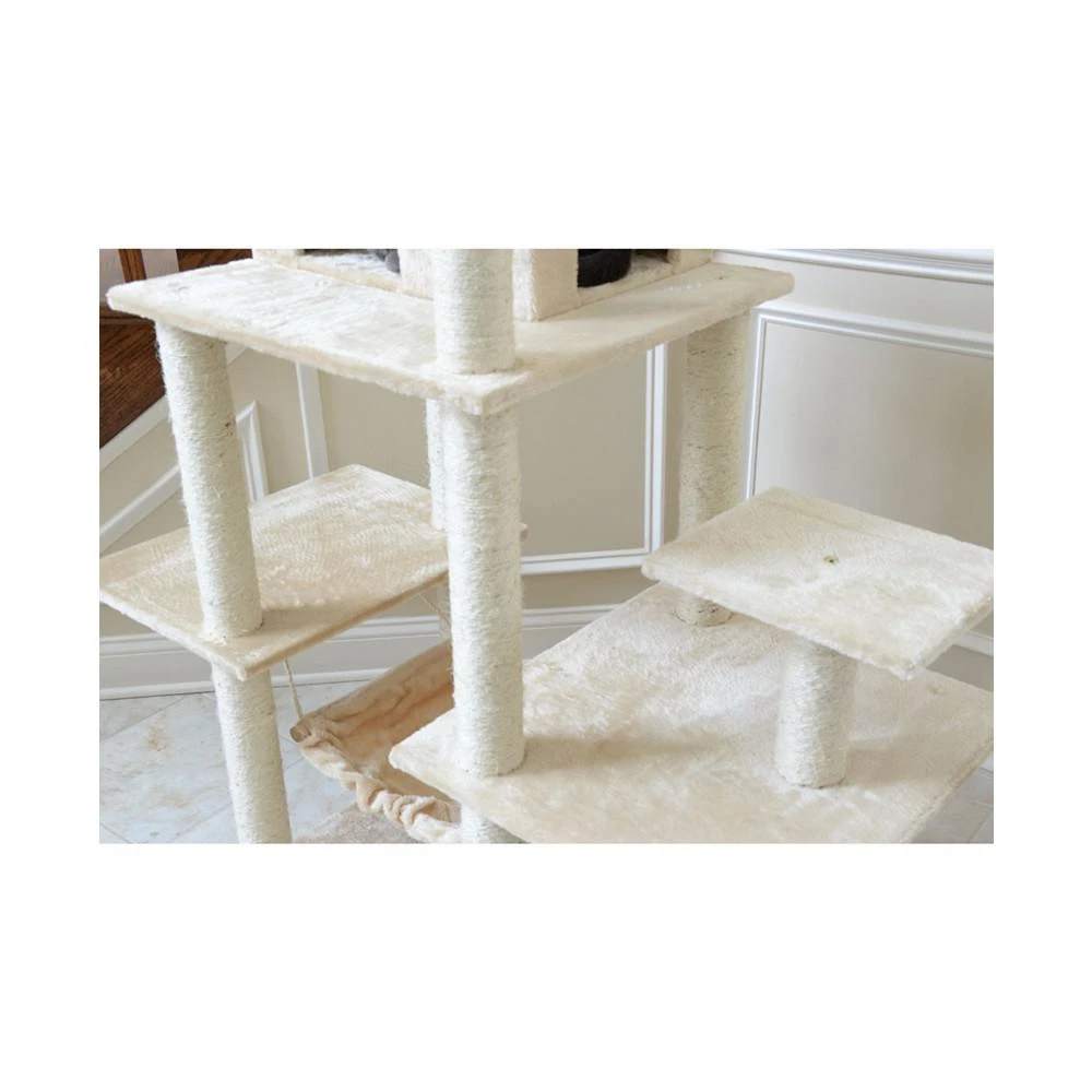 商品Macy's|GleePet 68-Inch Real Wood 5-Level Cat Tree With Hammock & Condo,价格¥1613,第4张图片详细描述