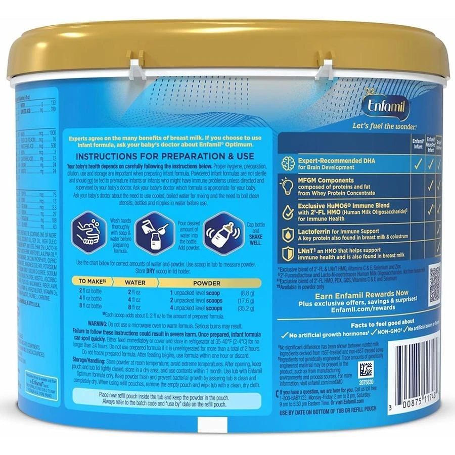 商品Enfamil|Enfamil Enspire 蓝臻母乳寡糖蛋清配方一段奶粉 富铁配方 20.5oz,价格¥453,第2张图片详细描述