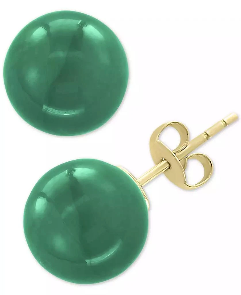 商品Effy|EFFY® Dyed Green Jade (10mm) Stud Earrings in 14k Gold,价格¥1047,第3张图片详细描述