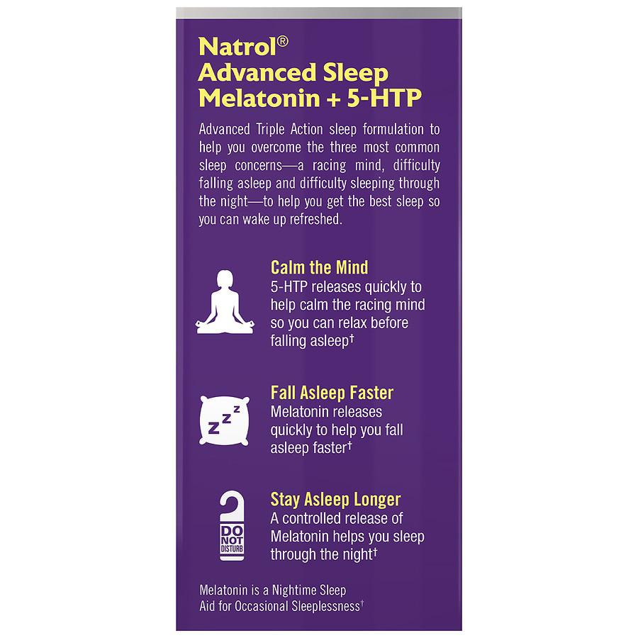 Advanced Sleep Melatonin + 5-HTP, Time Release Bi-Layer Tablets商品第2张图片规格展示
