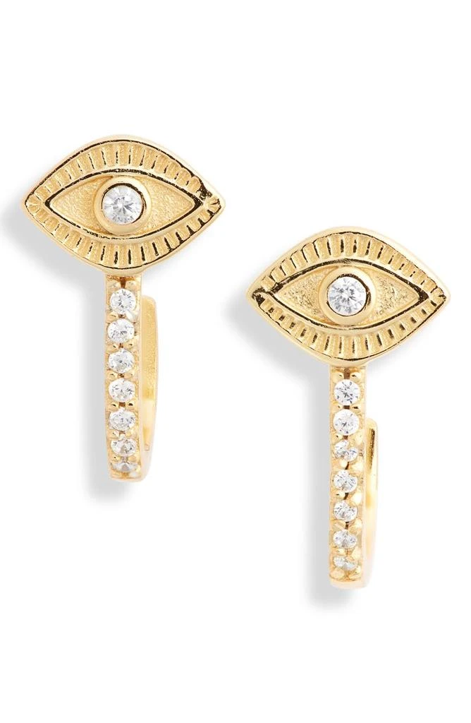 商品Argento Vivo Sterling Silver|Evil Eye Pavé Hoop Earrings,价格¥167,第1张图片