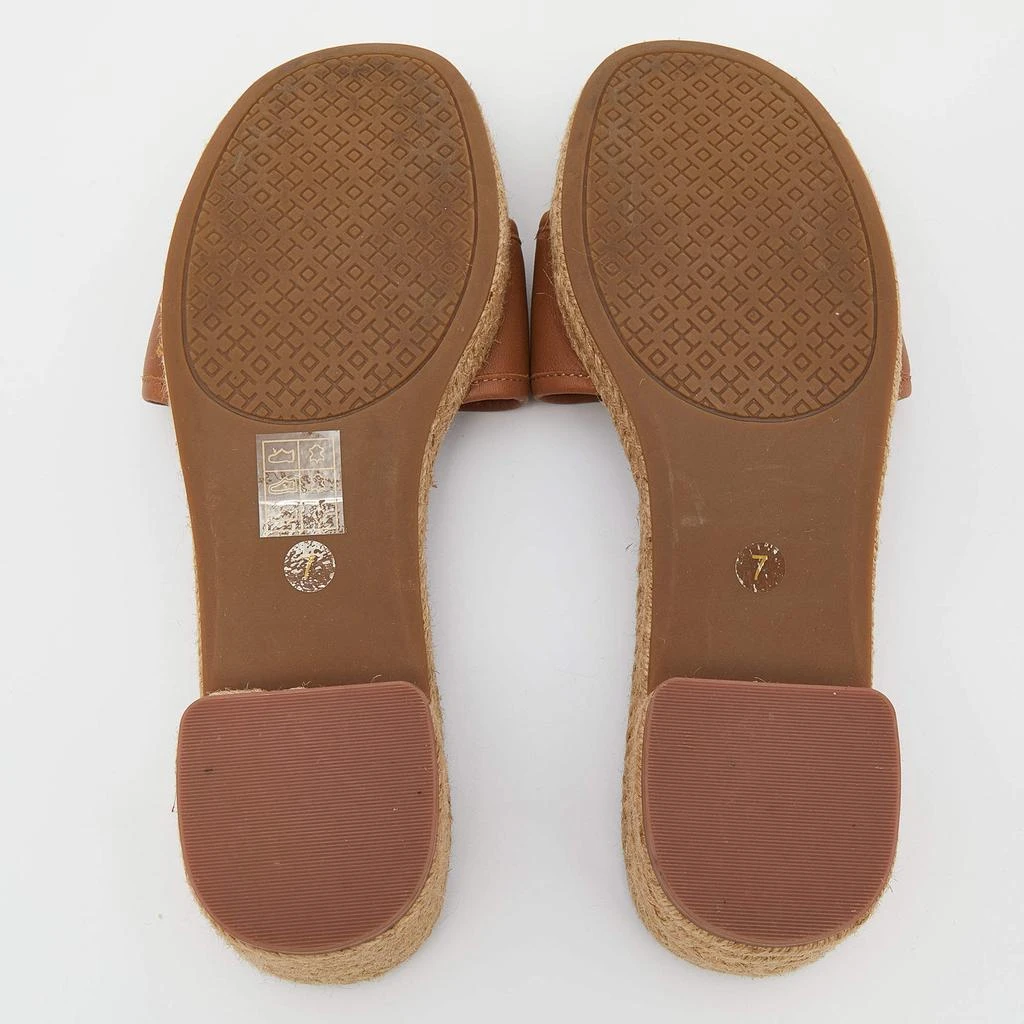 Tory Burch Brown Leather Fleming Espadrille Slides Size 37 商品