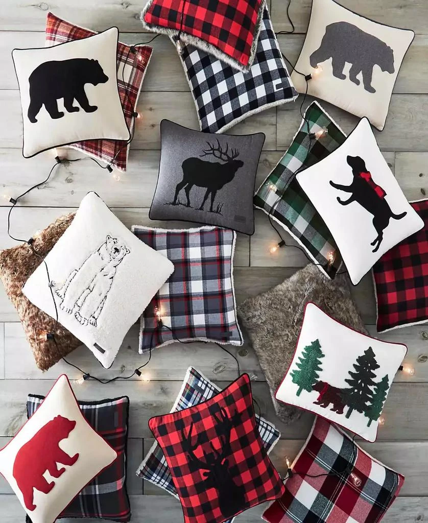 Bear Applique Grey Felt Decorative Pillow, 16" x 20" 商品