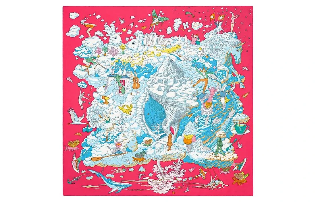 商品[国内直发] Hermes|爱马仕《我的云》系列真丝花纹丝巾 女款 多色,价格¥3453,第1张图片