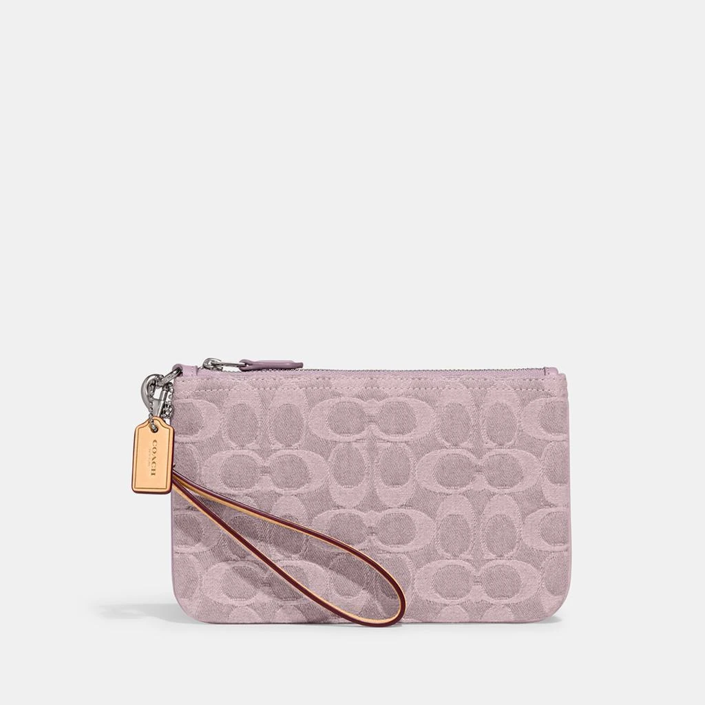 商品Coach|Coach Washed Denim Signature Small Cotton Wristlet Bag,价格¥914,第1张图片