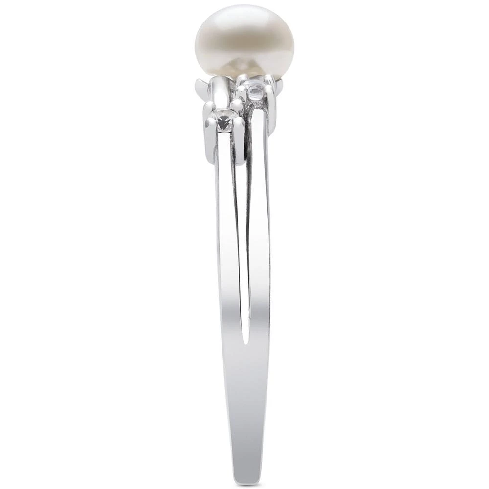 商品Belle de Mer|Cultured Freshwater Button Pearl (5mm) & Lab-Created White Sapphire (1/10 ct. t.w.) Ring,价格¥393,第4张图片详细描述