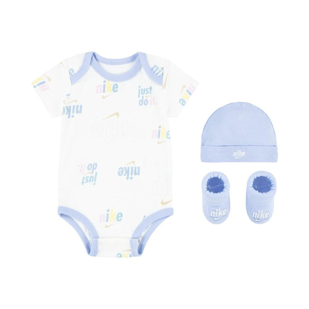 商品NIKE|Baby Boys or Girls All-Over Print Bodysuit, Hat and Booties Gift Box Set, 3-Piece,价格¥135,第1张图片