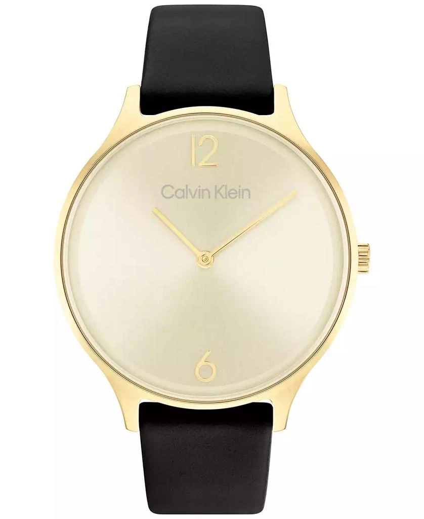 商品Calvin Klein|Black Leather Strap Watch 38mm,价格¥498,第1张图片