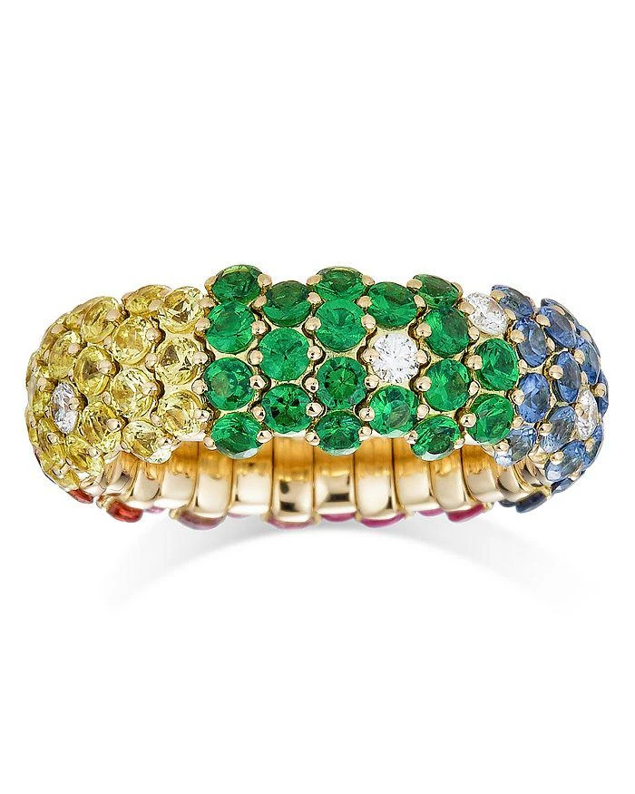 商品ZYDO|18K Rose Gold Stretch Rainbow Sapphire & Diamond Band Ring,价格¥36625,第1张图片