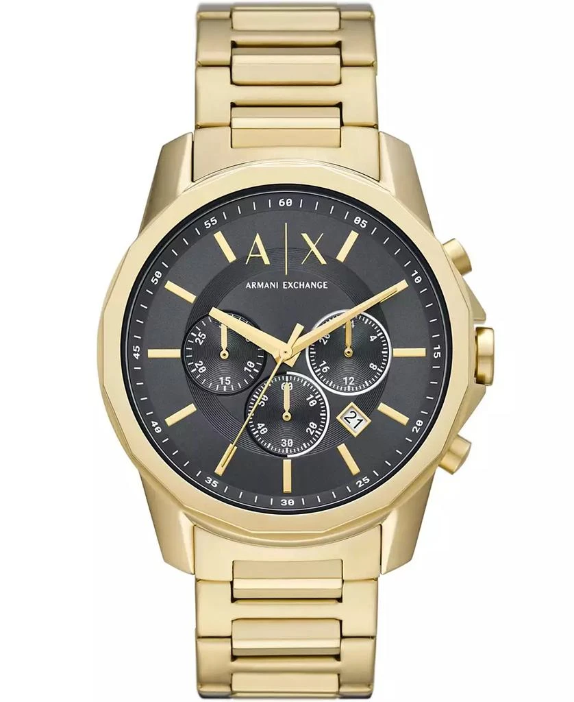 商品Armani Exchange|Men's Chronograph Gold-Tone Stainless Steel Bracelet Watch 44mm,价格¥1799,第1张图片