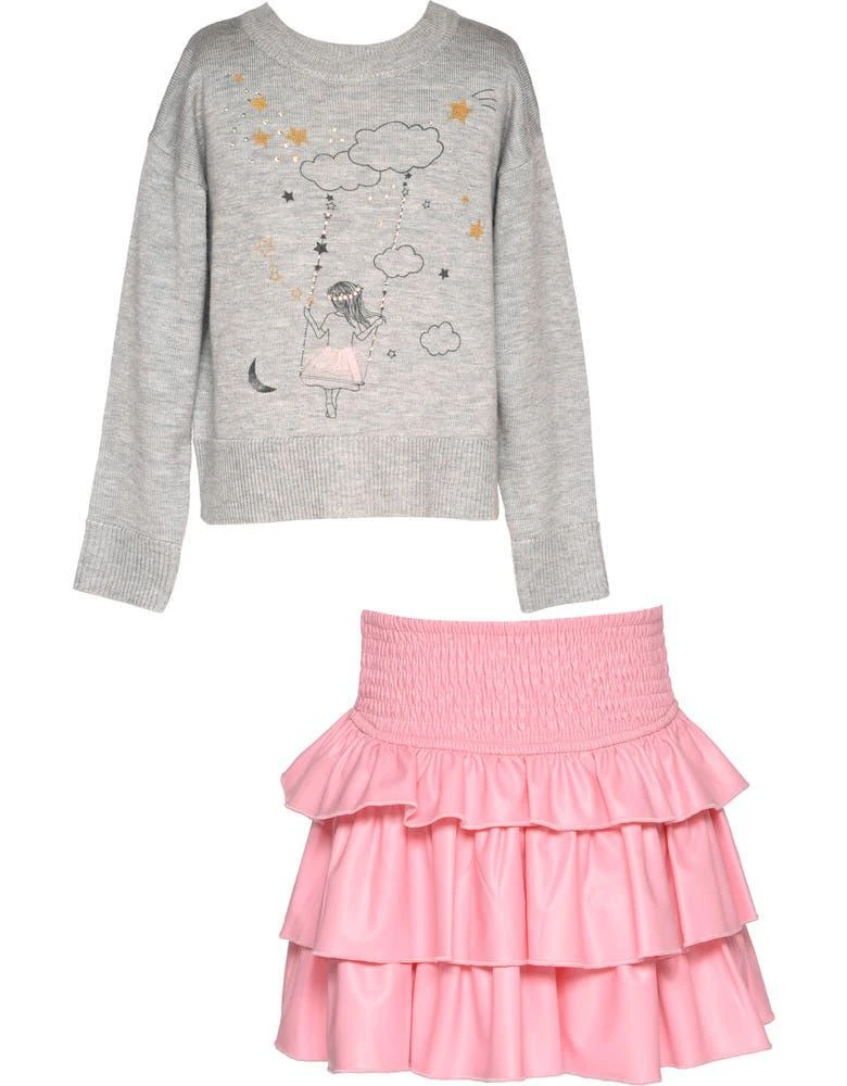 商品Truly Me|Kids' Swing Graphic Sweater & Ruffle Skirt Set,价格¥209,第1张图片