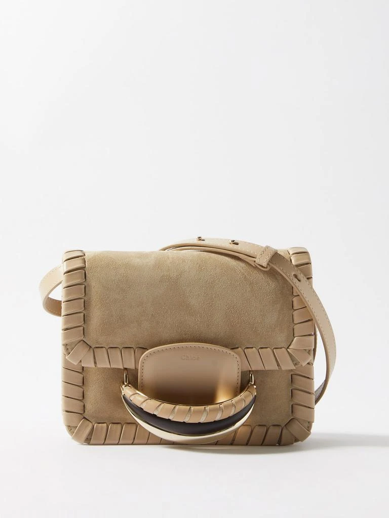 商品Chloé|Kattie whipstitched suede shoulder bag,价格¥13585,第1张图片