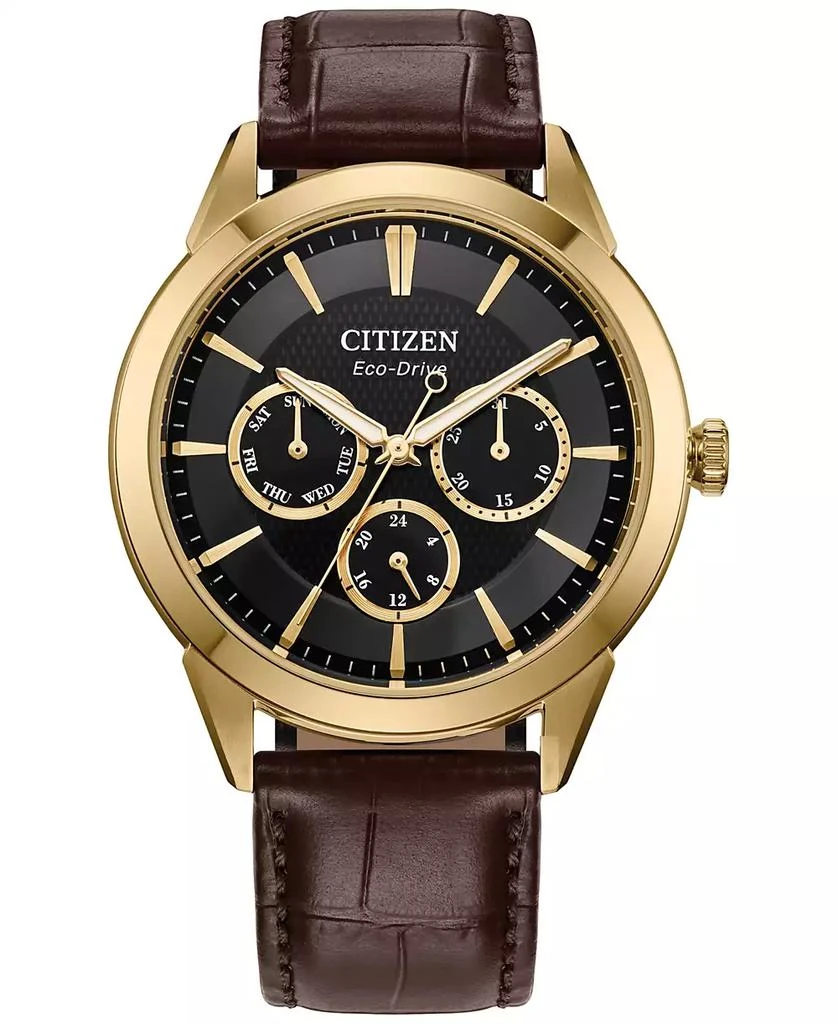 商品Citizen|Eco-Drive Men's Rolan Brown Leather Strap Watch 40mm,价格¥2432,第1张图片