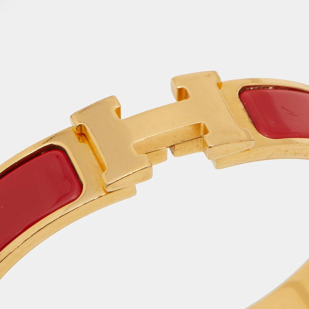商品[二手商品] Hermes|Hermes Clic H Red Enamel Gold Plated Narrow Bracelet,价格¥2276,第2张图片详细描述