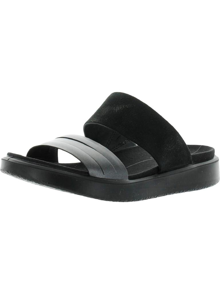 Womens Leather Metallic Slide Sandals商品第1张图片规格展示