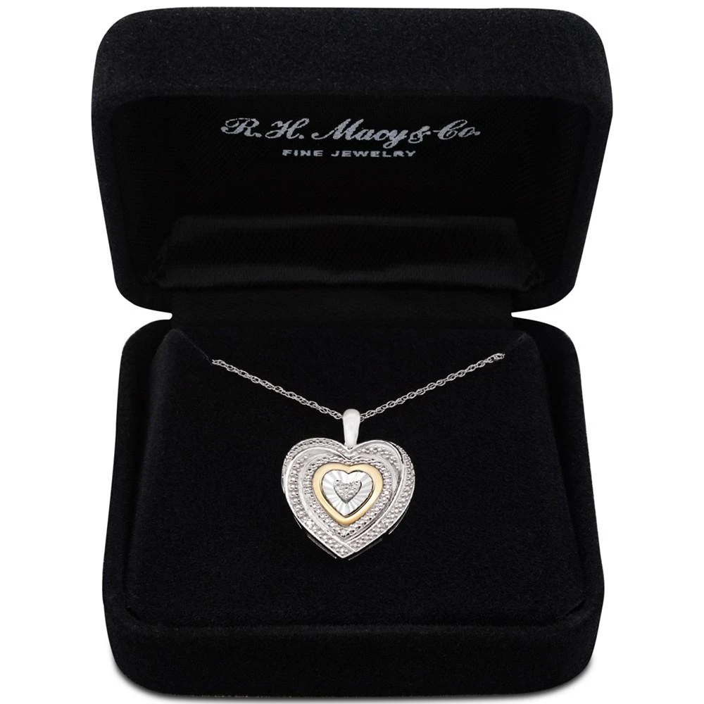 商品Macy's|Diamond Accent Two-Tone Heart Pendant Necklace in Sterling Silver and 10k Gold,价格¥371,第3张图片详细描述
