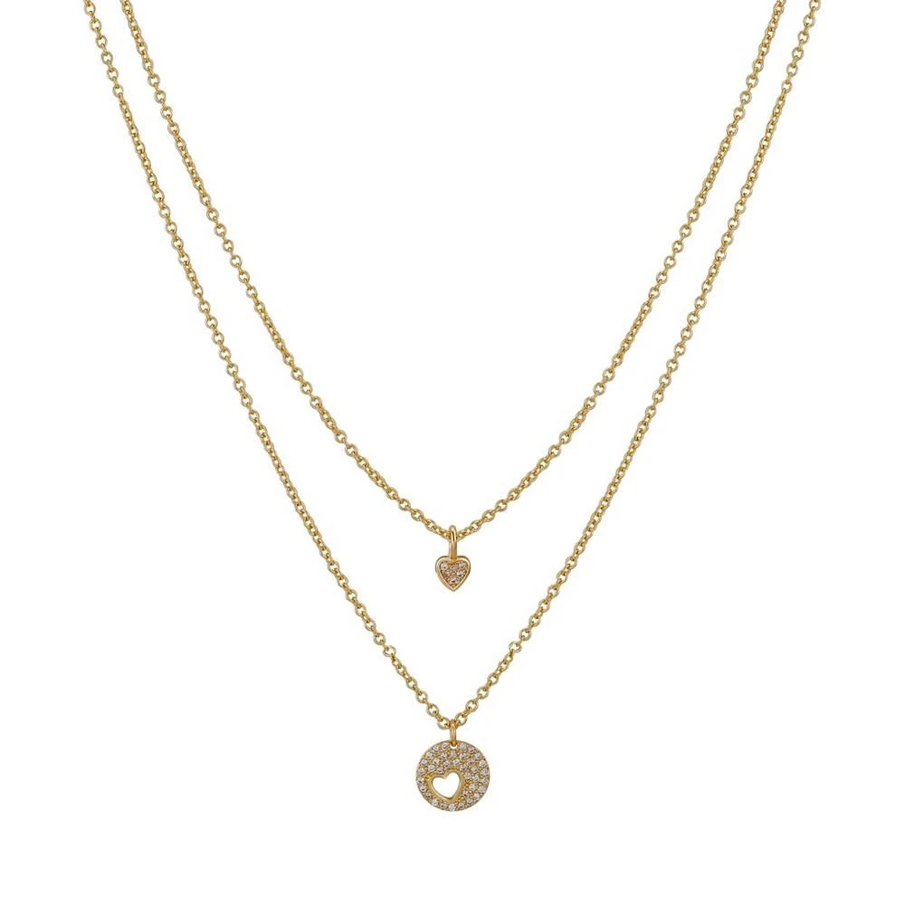 商品Unwritten|Gold Flash-Plated Circle with Open Heart and Heart Faux Layered Necklace,价格¥150,第1张图片