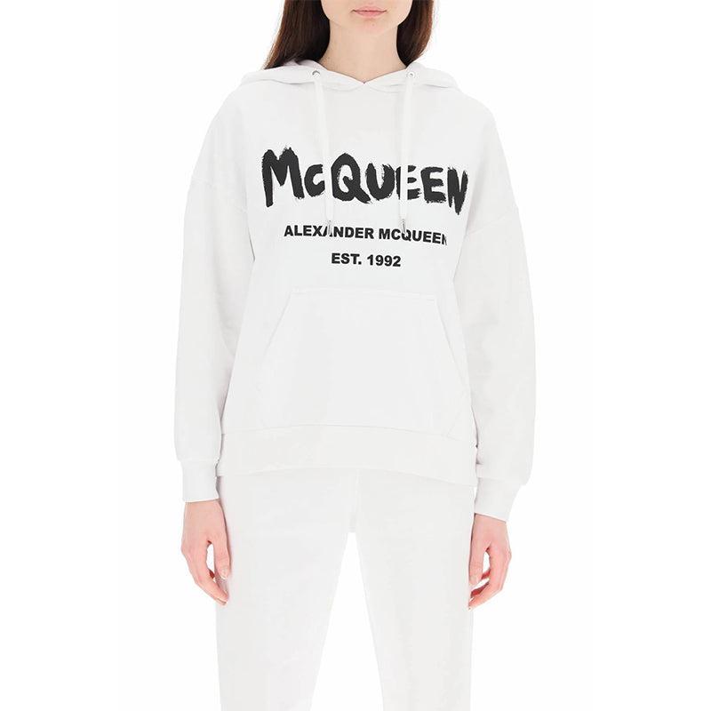 商品Alexander McQueen|白色棉质抽绳连帽卫衣【香港仓极速发货】,价格¥3737,第1张图片