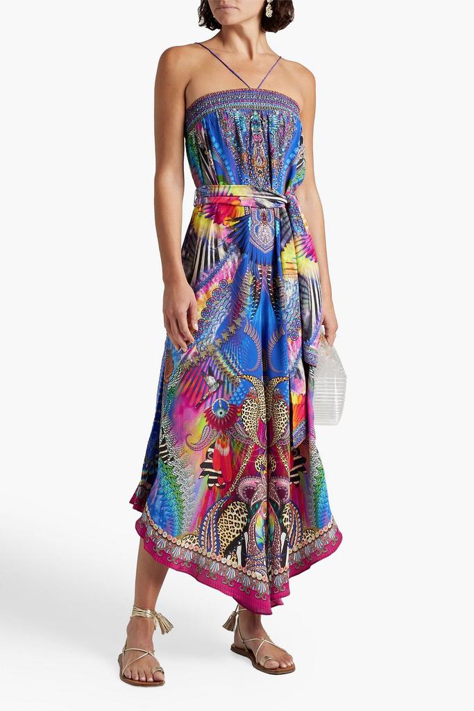 Embellished printed silk crepe de chine wide-leg jumpsuit商品第4张图片规格展示