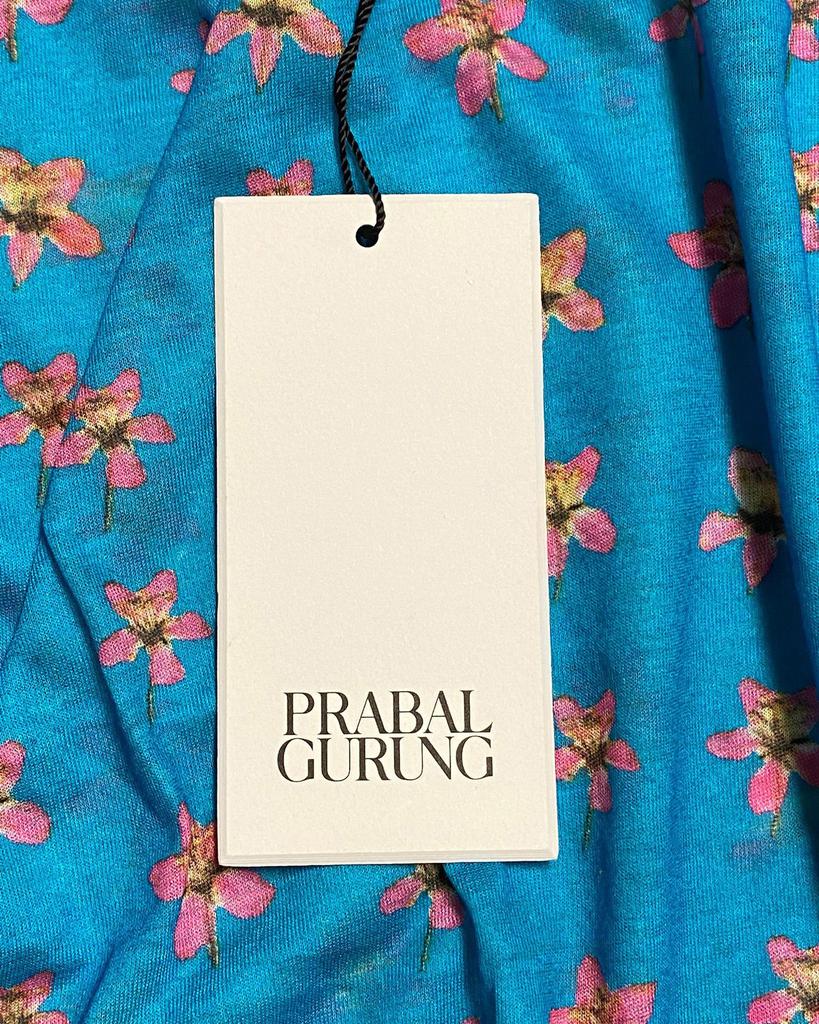 Prabal Gurung Floral Print Top in Turquoise Polyester商品第5张图片规格展示