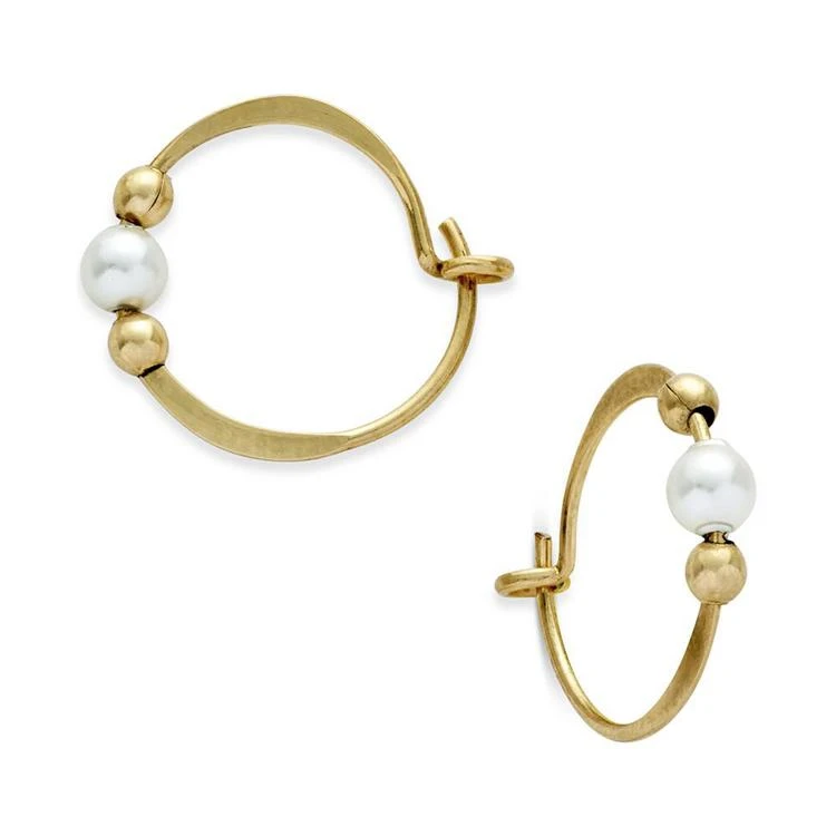 商品Jody Coyote|12k Gold-Filled Imitation Pearl Beaded Hoop Earrings,价格¥105,第1张图片