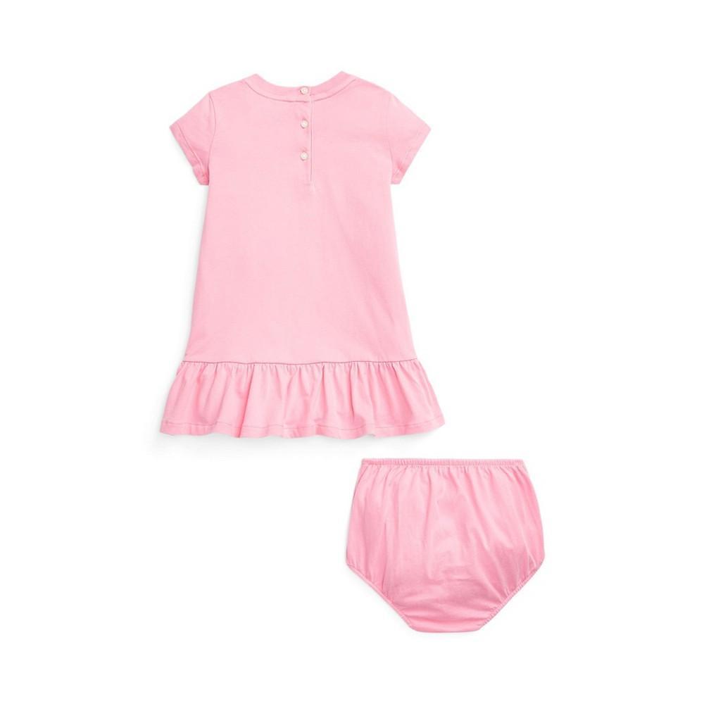 商品Ralph Lauren|Baby Girls Logo Jersey T-shirt Dress with Bloomer,价格¥275,第4张图片详细描述