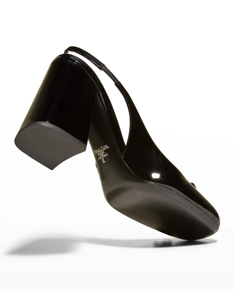 商品Prada|Patent Leather Logo Slingback Pumps,价格¥8272,第5张图片详细描述