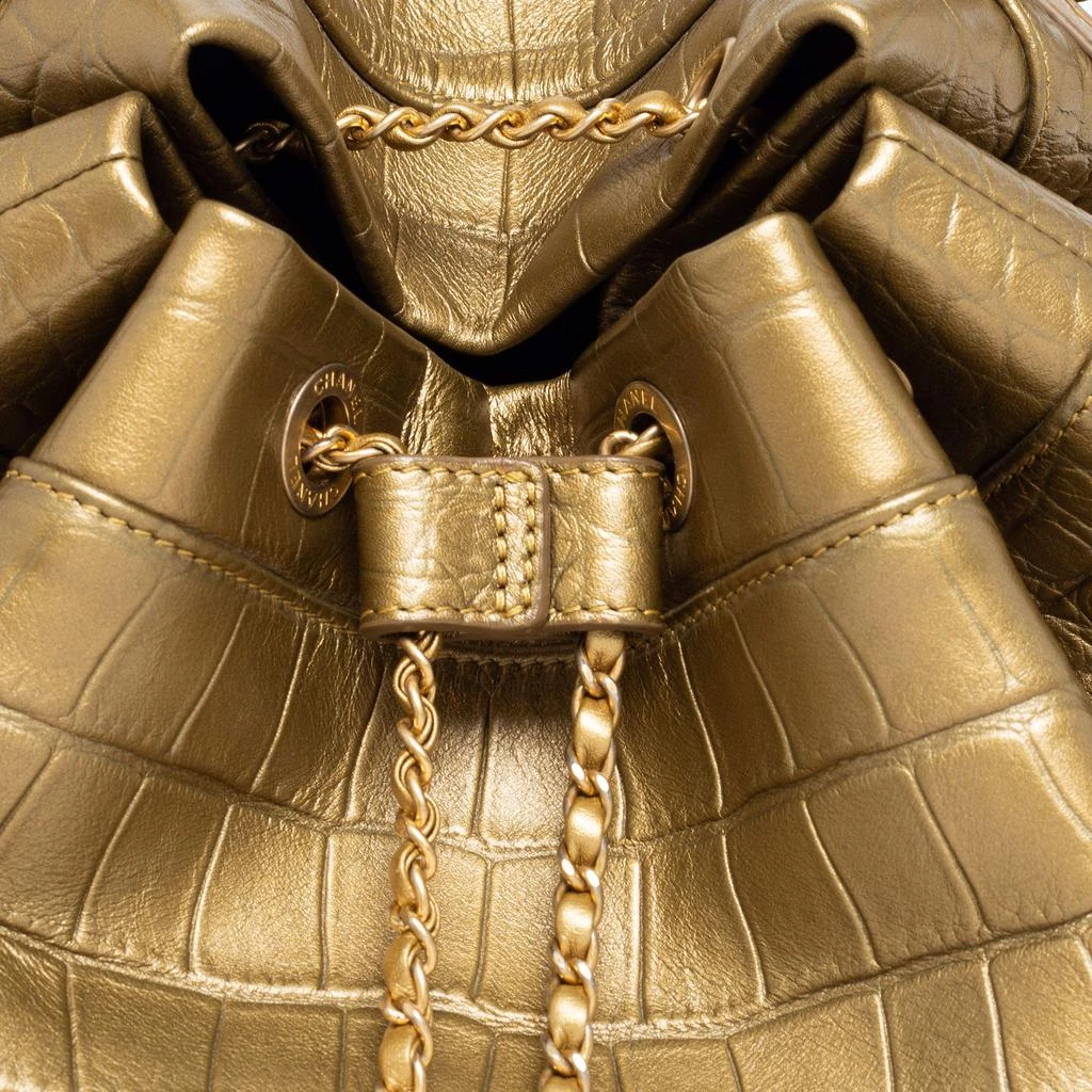Chanel Gold Croc Embossed Leather Drawstring Backpack 商品