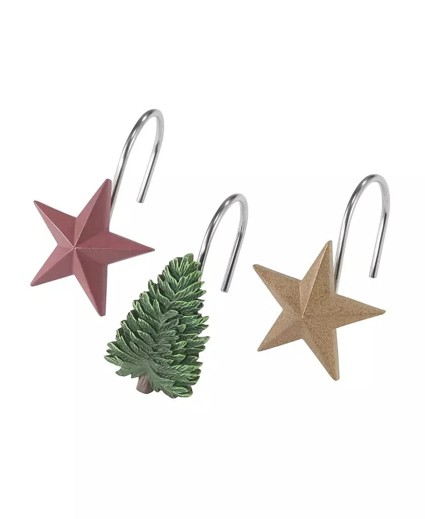 商品Avanti|Evergreen Tree & Stars Holiday 12-Pc. Shower Curtain Hooks,价格¥178,第1张图片