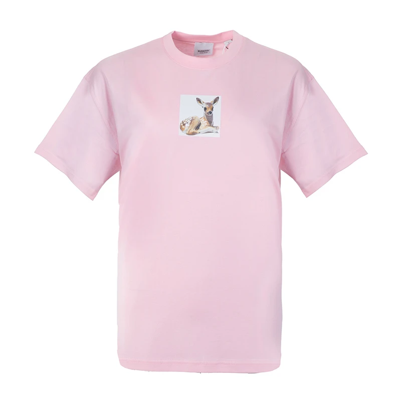 商品Burberry|Burberry 博柏利 女士粉色棉质T恤 8024652,价格¥2063,第1张图片