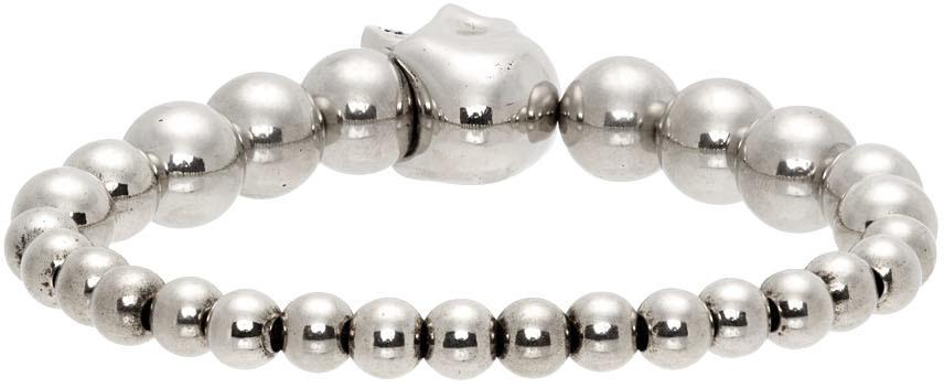 商品Alexander McQueen|Silver Skull Ball Bracelet,价格¥2354,第6张图片详细描述
