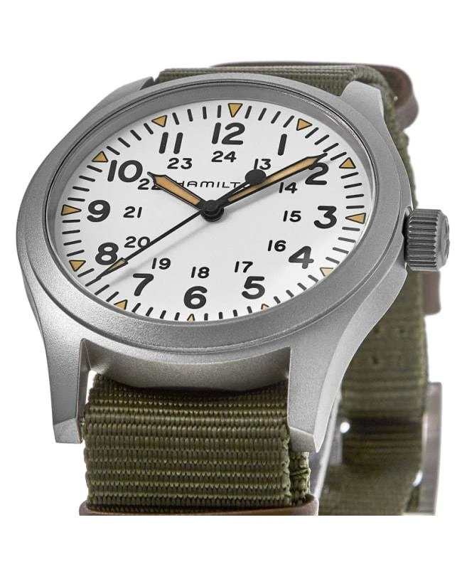 商品Hamilton|Hamilton Khaki Field Mechanical Manual Winding White Dial Green Textile Strap Men's Watch H69529913,价格¥4006,第2张图片详细描述