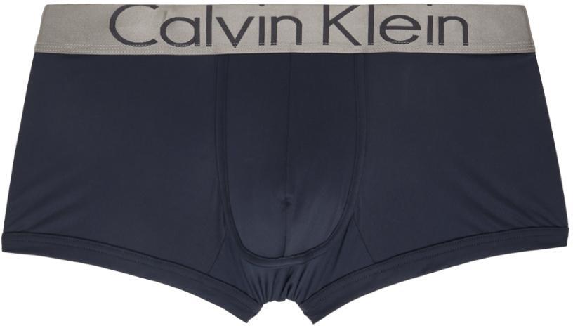 商品Calvin Klein|Three-Pack Blue & Black Microfibre Low Rise Trunk Boxers,价格¥288,第4张图片详细描述