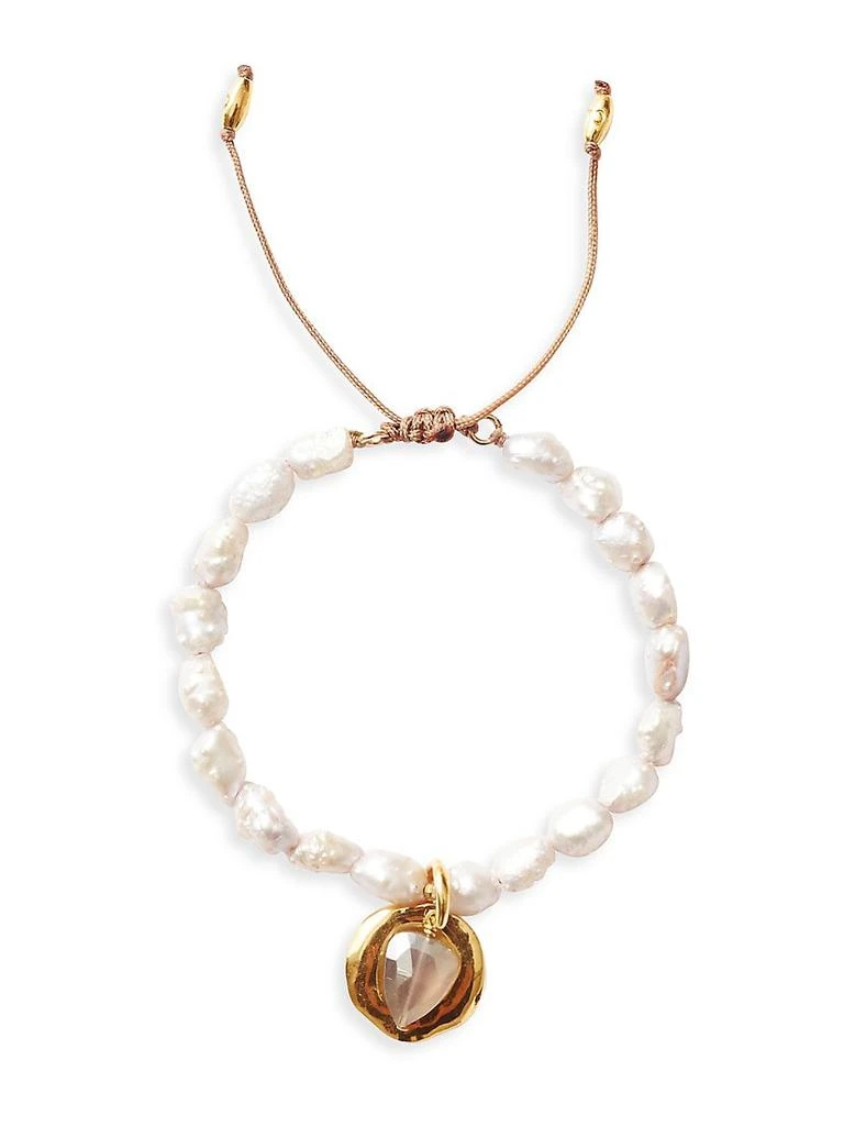商品Chan Luu|18K-Gold-Plated, Moonstone & Freshwater Pearl Bracelet,价格¥942,第1张图片