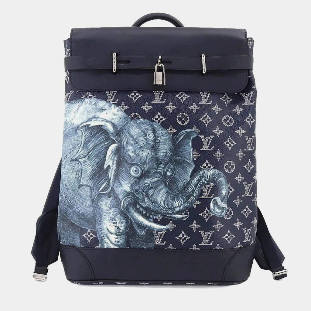 商品[二手商品] Louis Vuitton|Louis Vuitton Blue Leather and Monogram Canvas Savane Steamer Backpack,价格¥31744,第1张图片