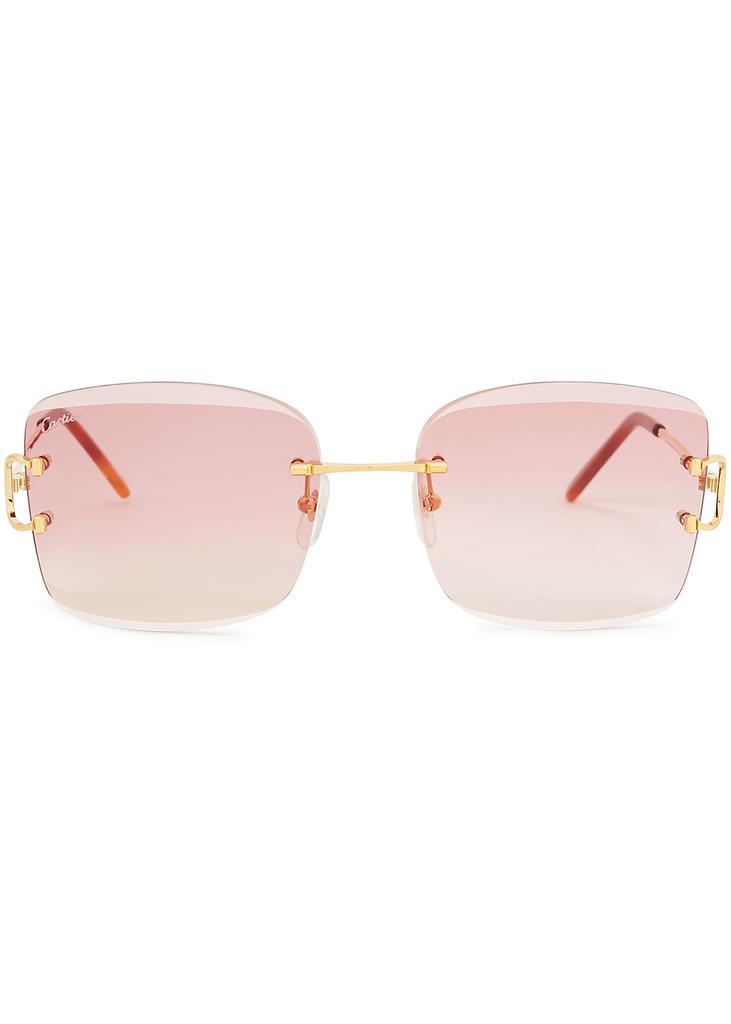 商品Cartier|Signature C De Cartier rimless square-frame sunglasses,价格¥6577,第4张图片详细描述