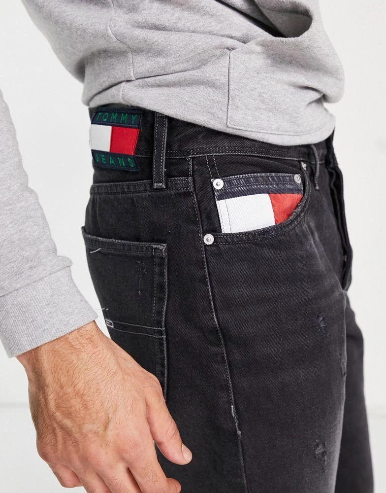 商品Tommy Hilfiger|Tommy Jeans Ethan relaxed straight fit jeans in distressed black wash,价格¥626,第4张图片详细描述