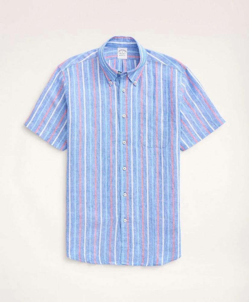 商品Brooks Brothers|Regent Regular-Fit Short-Sleeve Stripe Linen Sport Shirt,价格¥319,第1张图片