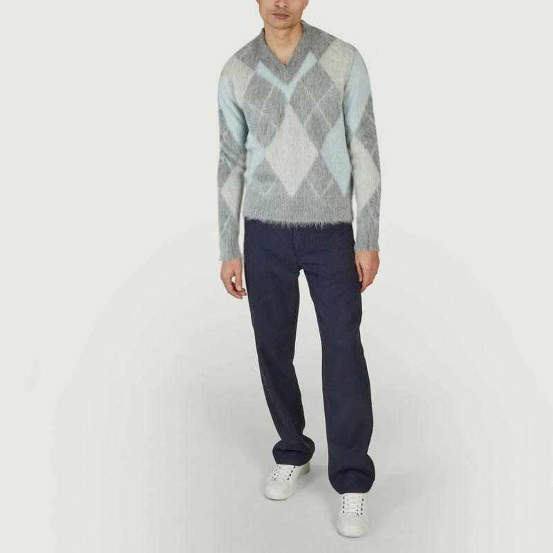 商品AMI|Argyle Pullover HEATHER GREY AQUA IVORY AMI PARIS,价格¥2649,第4张图片详细描述