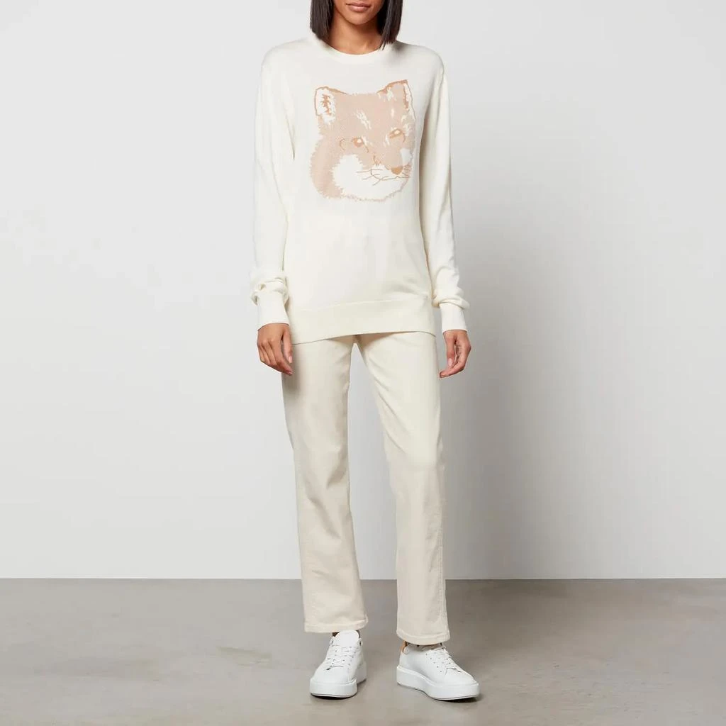 商品Maison Kitsune|Maison Kitsuné Women's Pique Fox Head R-Neck Pullover - Ecru,价格¥931,第3张图片详细描述