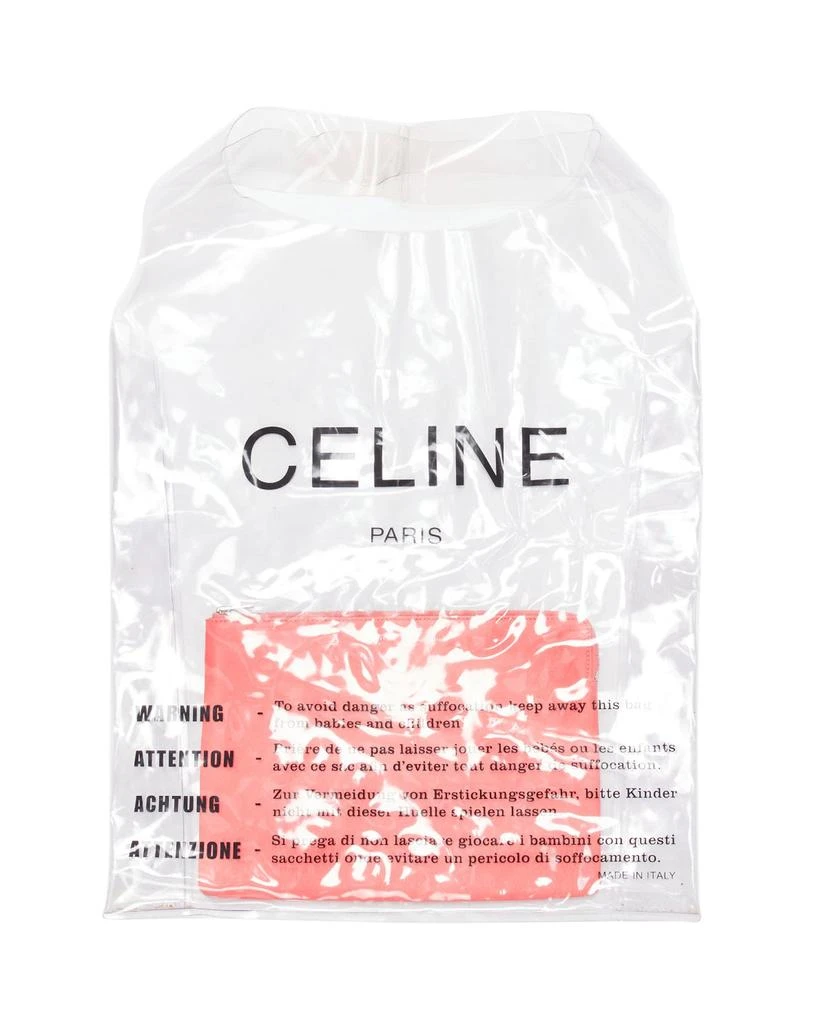 商品[二手商品] Celine|CELINE Phoebe Philo 2018 clear PVC logo pink leather pouch tote bag,价格¥8473,第1张图片