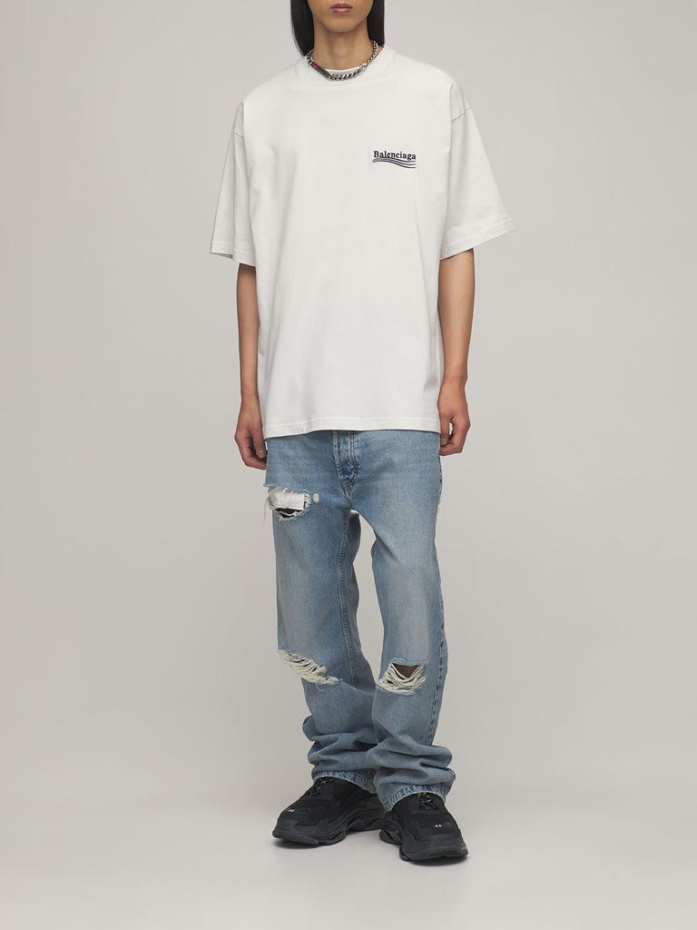 商品Balenciaga|Political Logo Cotton Jersey T-shirt,价格¥5074,第1张图片