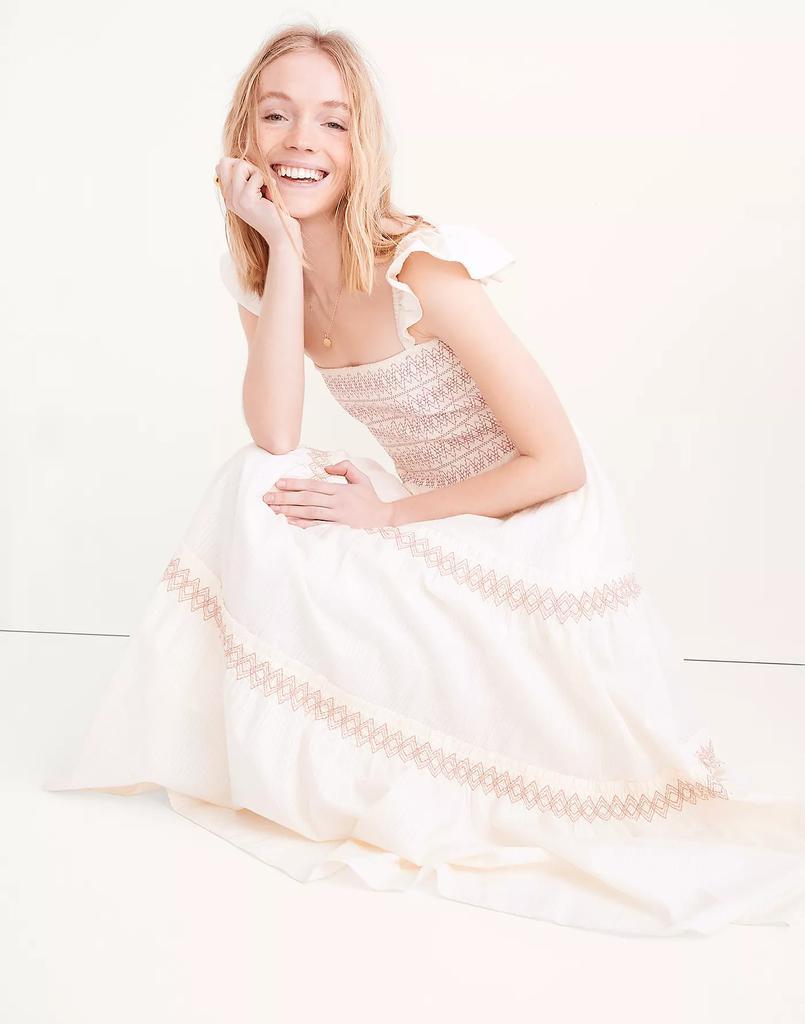 商品Madewell|Lucie Smocked Tiered Midi Dress,价格¥224,第3张图片详细描述