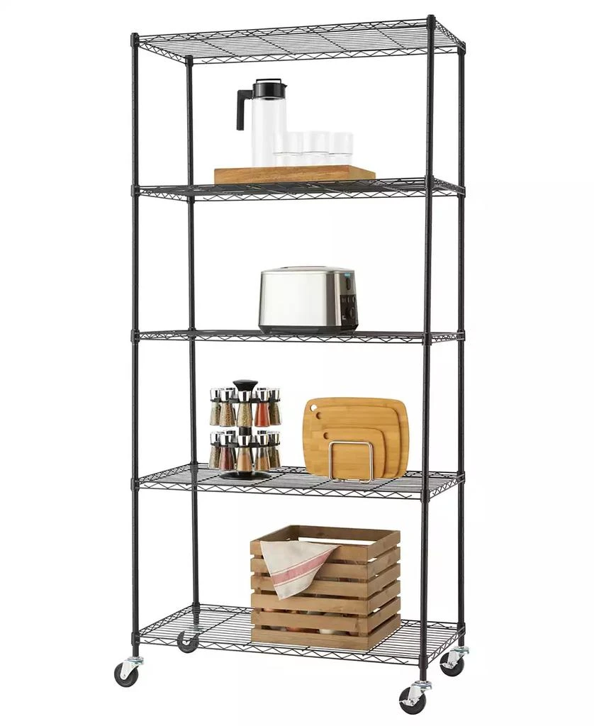 商品TRINITY|Basics 5-Tier Wire Shelving Rack with NSF Includes Wheels,价格¥1629,第2张图片详细描述