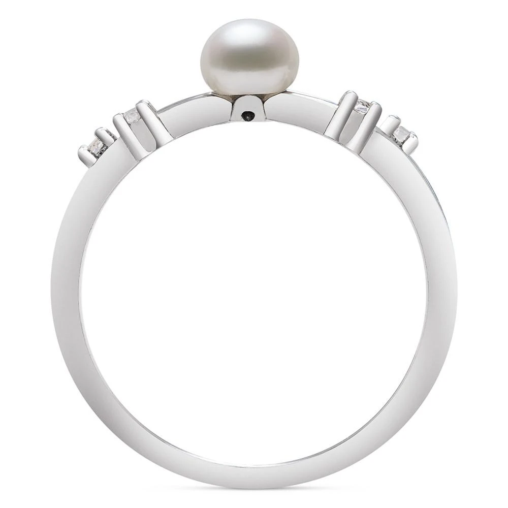 商品Belle de Mer|Cultured Freshwater Button Pearl (5mm) & Lab-Created White Sapphire (1/10 ct. t.w.) Ring,价格¥393,第3张图片详细描述