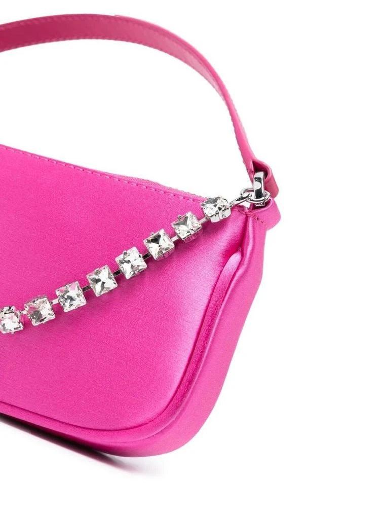 商品by FAR|BY FAR Fuchsia Pink Shoulder Bag With Crystal Embellished Chain In Silk Woman,价格¥2592,第4张图片详细描述