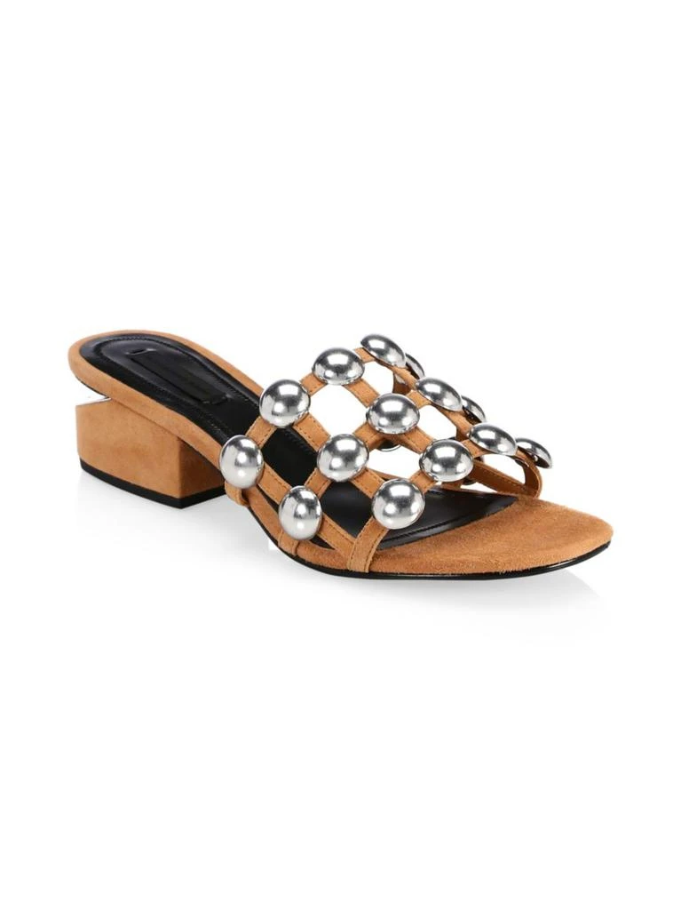 商品Alexander Wang|Lou Tilt-Heel Studded Leather Mules,价格¥1491,第2张图片详细描述